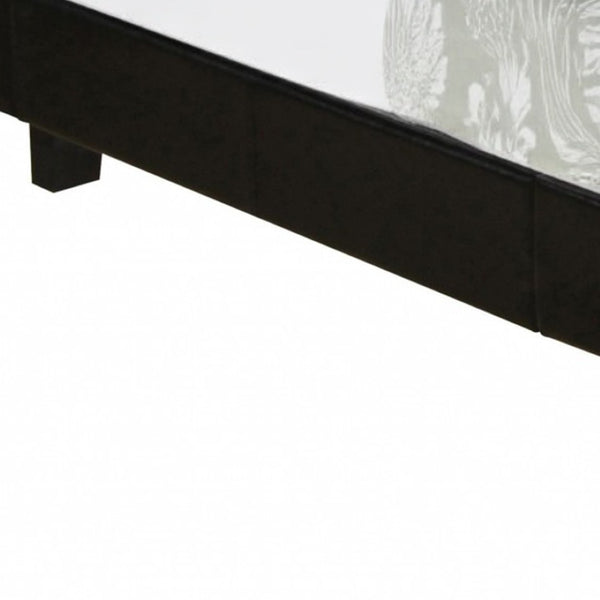 HomeRoots Black Faux Leather Bed Frame - Modern Upholstered Platform Design for Stylish Bedroom Décor Black Queen 397005