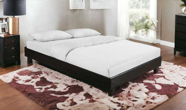 Homeroots Black Wood And Faux Leather King Bed Frame Black Wood 397006