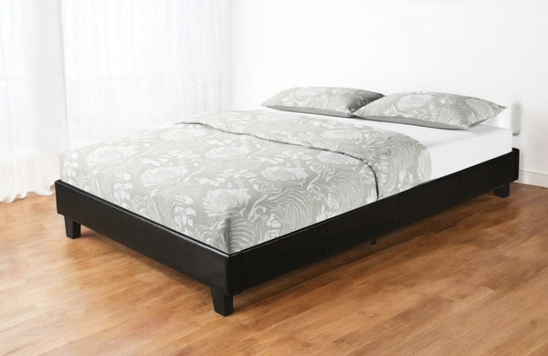 HomeRoots Black Faux Leather Bed Frame - Modern Upholstered Platform Design for Stylish Bedroom Décor Black KING 397006