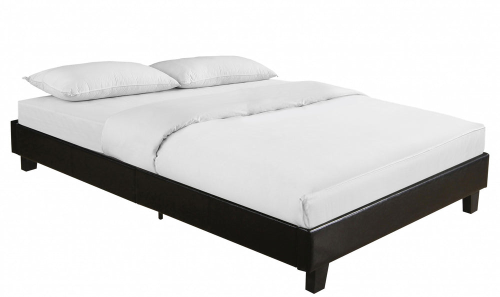 Homeroots Black Wood And Faux Leather King Bed Frame Black Wood 397006