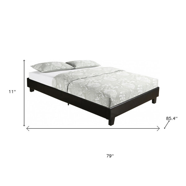 HomeRoots Black Faux Leather Bed Frame - Modern Upholstered Platform Design for Stylish Bedroom Décor Black KING 397006