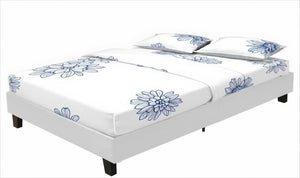 HomeRoots Black Faux Leather Bed Frame - Modern Upholstered Platform Design for Stylish Bedroom Décor White Queen 397007