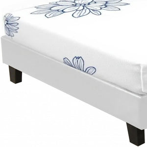 HomeRoots Black Faux Leather Bed Frame - Modern Upholstered Platform Design for Stylish Bedroom Décor White Queen 397007