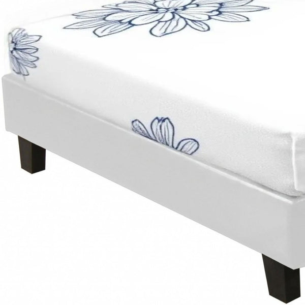 HomeRoots Black Faux Leather Bed Frame - Modern Upholstered Platform Design for Stylish Bedroom Décor White Queen 397007