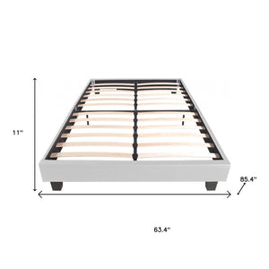 HomeRoots Black Faux Leather Bed Frame - Modern Upholstered Platform Design for Stylish Bedroom Décor White Queen 397007