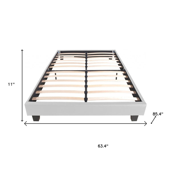 HomeRoots Black Faux Leather Bed Frame - Modern Upholstered Platform Design for Stylish Bedroom Décor White Queen 397007