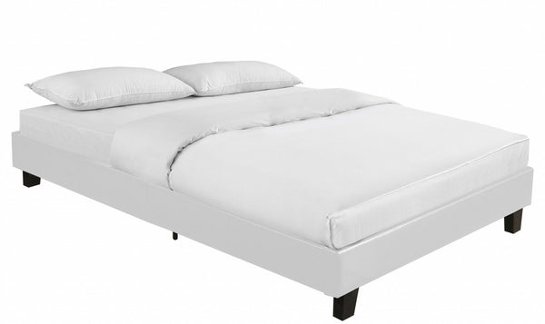 Homeroots White Wood And Faux Leather King Bed Frame White Wood 397008
