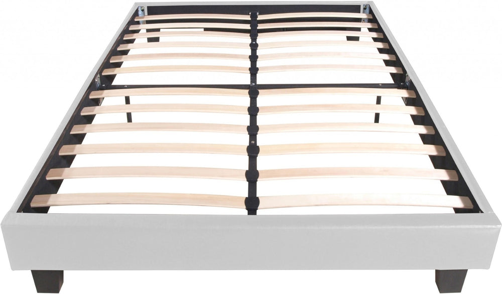 HomeRoots Black Faux Leather Bed Frame - Modern Upholstered Platform Design for Stylish Bedroom Décor White KING 397008