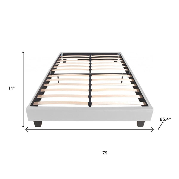 HomeRoots Black Faux Leather Bed Frame - Modern Upholstered Platform Design for Stylish Bedroom Décor White KING 397008