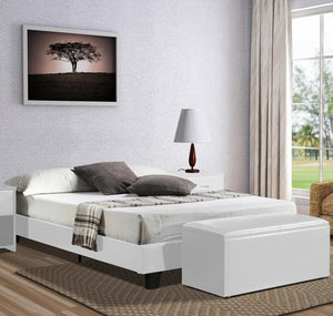 Homeroots White Wood And Faux Leather King Bed Frame White Wood 397008