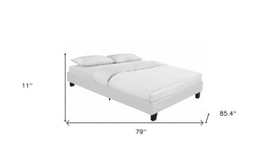 Homeroots White Wood And Faux Leather King Bed Frame White Wood 397008
