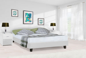 Homeroots White Wood And Faux Leather King Bed Frame White Wood 397008