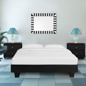 Homeroots Black Wood And Linen King Bed Frame Black Wood 397010
