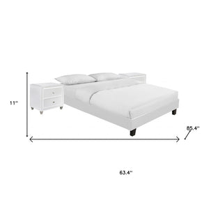 HomeRoots Black Wood and Linen Bed Frame – Chic, Sturdy Design with Elegant Upholstery for Modern Bedrooms White Queen 397011