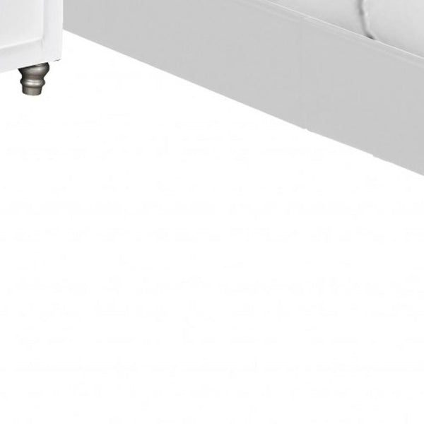 HomeRoots Black Wood and Linen Bed Frame – Chic, Sturdy Design with Elegant Upholstery for Modern Bedrooms White Queen 397011