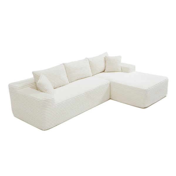 English Elm 105'' Modular Cloud Sectional with Deep Plush Corduroy Seat for Living Room Lounging W1117P377679