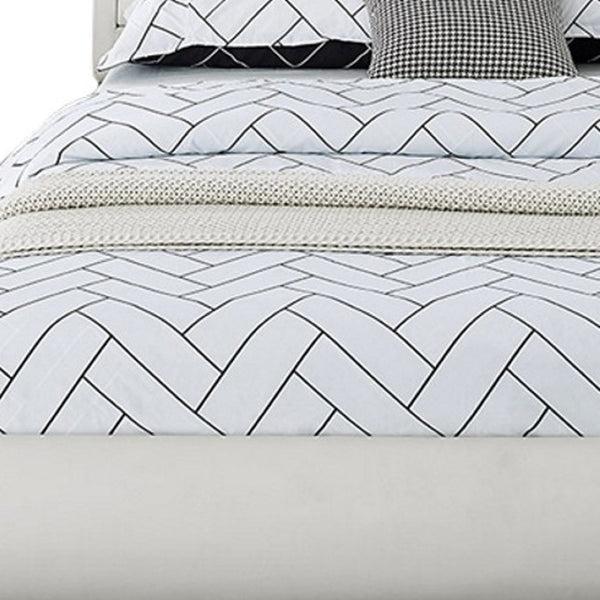 HomeRoots White Faux Leather Upholstered Bed Frame - Modern Design with Rectangular Headboard for Comfort White KING 397014