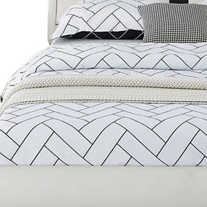 HomeRoots White Faux Leather Upholstered Bed Frame - Modern Design with Rectangular Headboard for Comfort White KING 397014