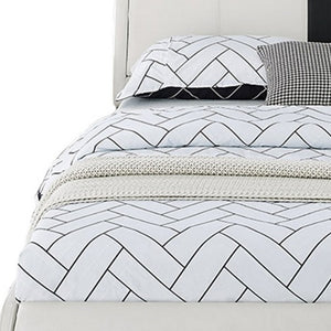 Homeroots White Wood And Faux Leather King Bed Frame White Solid Wood 397014