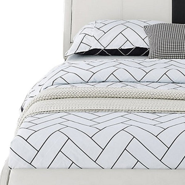 Homeroots White Wood And Faux Leather King Bed Frame White Solid Wood 397014