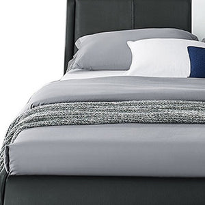 Homeroots Black Wood And Faux Leather Queen Bed Frame Black Solid Wood 397015