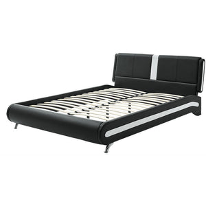 Homeroots Black Wood And Linen Queen Bed Frame Black Wood 397019