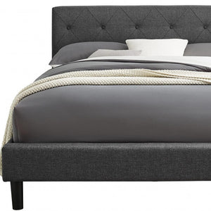 Homeroots Gray Wood Upholstered Queen Bed Frame Grey Wood 397021