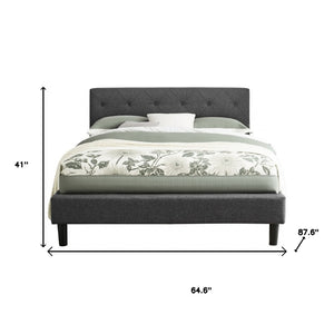 HomeRoots Gray Tufted Upholstered Bed Frame - Timeless Elegance with Plush Comfort for Stylish Bedroom Décor Grey Queen 397021