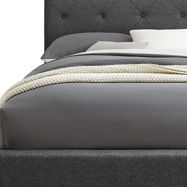 Homeroots Gray Wood Upholstered Queen Bed Frame Grey Wood 397021