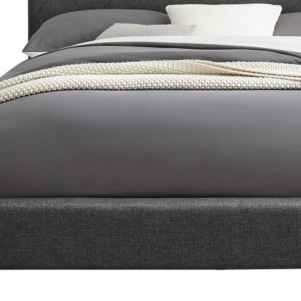 Homeroots Gray Wood Tufted Upholstered King Bed Frame Grey Wood 397022