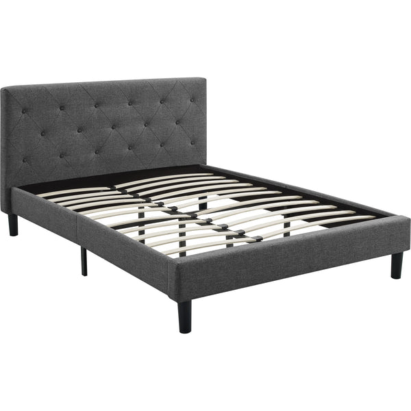 Homeroots Grey Queen Platform Bed With Two Nightstands Grey Wood 397023