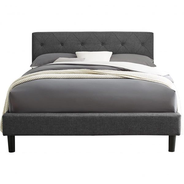 Homeroots Grey Platform King Bed With Two Nightstands Grey Wood 397024