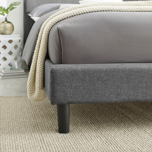 Homeroots Grey Platform King Bed With Two Nightstands Grey Wood 397024