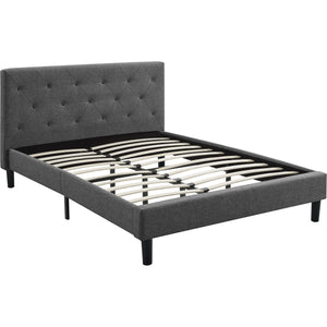 Homeroots Grey Platform King Bed With Two Nightstands Grey Wood 397024