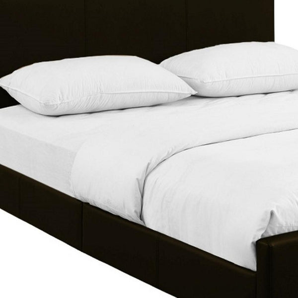 HomeRoots Brown Upholstered Platform Bed – Modern Comfort with Sturdy Wood Frame and Stylish Slat System Brown DOUBLE 397026