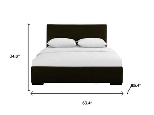 HomeRoots Brown Upholstered Platform Bed – Modern Comfort with Sturdy Wood Frame and Stylish Slat System Brown Queen 397027