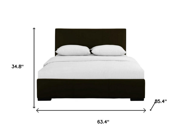 HomeRoots Brown Upholstered Platform Bed – Modern Comfort with Sturdy Wood Frame and Stylish Slat System Brown Queen 397027