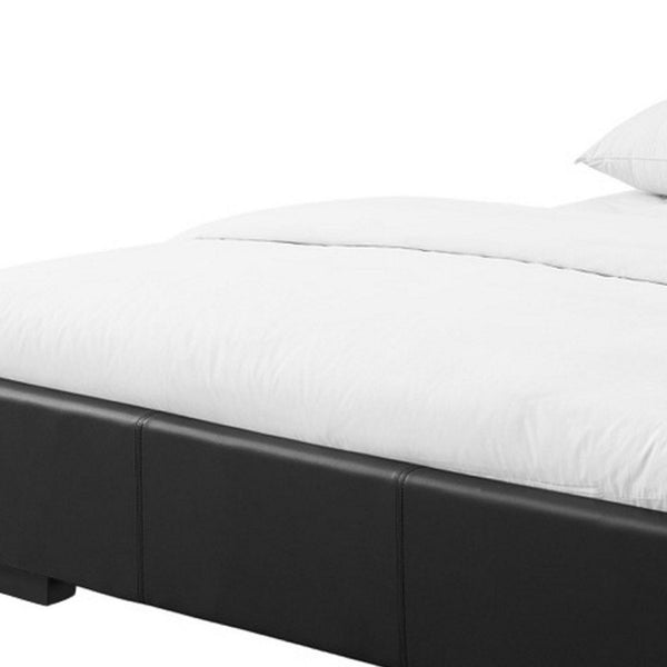 HomeRoots Brown Upholstered Platform Bed – Modern Comfort with Sturdy Wood Frame and Stylish Slat System Black Twin 397029
