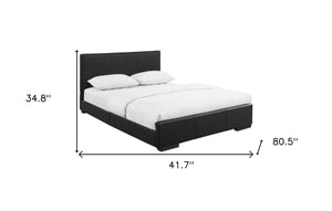 HomeRoots Brown Upholstered Platform Bed – Modern Comfort with Sturdy Wood Frame and Stylish Slat System Black Twin 397029