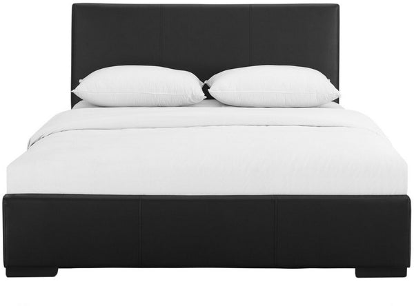 HomeRoots Brown Upholstered Platform Bed – Modern Comfort with Sturdy Wood Frame and Stylish Slat System Black Queen 397031
