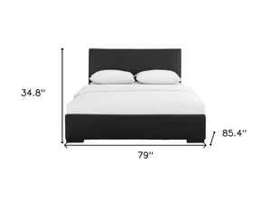 HomeRoots Brown Upholstered Platform Bed – Modern Comfort with Sturdy Wood Frame and Stylish Slat System Black KING 397032