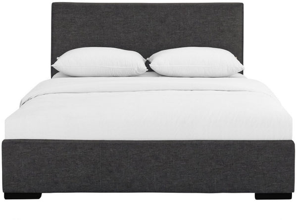 HomeRoots Brown Upholstered Platform Bed – Modern Comfort with Sturdy Wood Frame and Stylish Slat System Grey Twin 397033