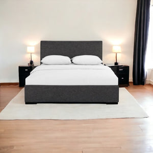 HomeRoots Brown Upholstered Platform Bed – Modern Comfort with Sturdy Wood Frame and Stylish Slat System Grey Twin 397033