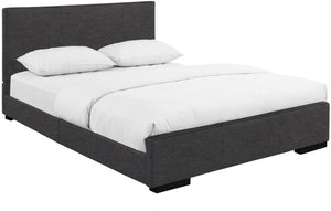 Homeroots Grey Upholstered Twin Platform Bed Grey Solid Manufactured Wood 397033