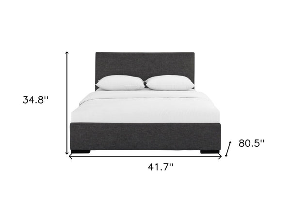 HomeRoots Brown Upholstered Platform Bed – Modern Comfort with Sturdy Wood Frame and Stylish Slat System Grey Twin 397033