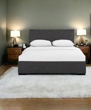 Homeroots Grey Upholstered Full Platform Bed Grey Wood 397034