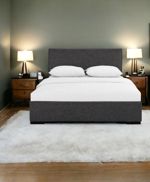 Homeroots Grey Upholstered Full Platform Bed Grey Wood 397034
