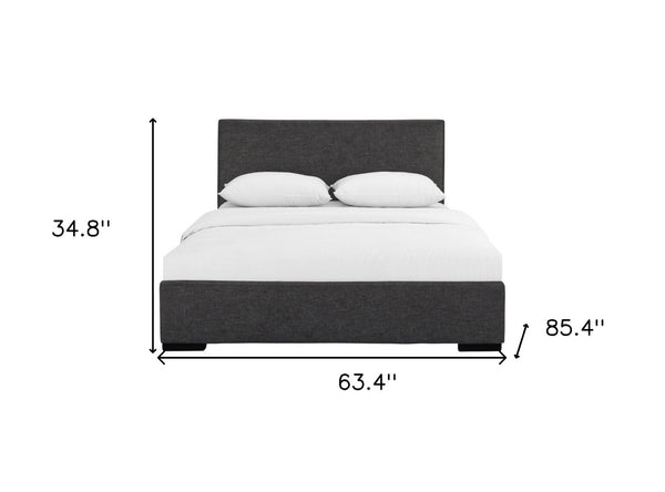 HomeRoots Brown Upholstered Platform Bed – Modern Comfort with Sturdy Wood Frame and Stylish Slat System Grey Queen 397035