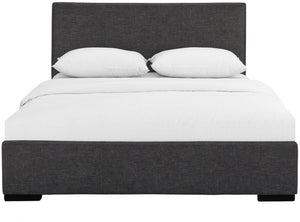 HomeRoots Brown Upholstered Platform Bed – Modern Comfort with Sturdy Wood Frame and Stylish Slat System Grey KING 397036
