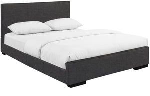 HomeRoots Brown Upholstered Platform Bed – Modern Comfort with Sturdy Wood Frame and Stylish Slat System Grey KING 397036